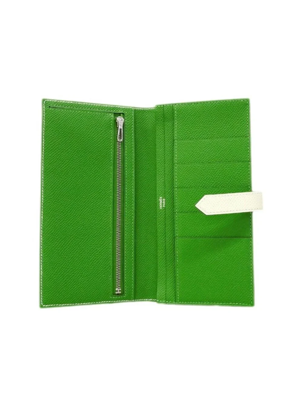 Hermes Wallet Bearn Souffle Verso Veau Epsom Vert Fizz Yucca Silver